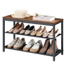 Shoe Bench, 3-Tier Shoe Rack with Oxford Fabric Shelves, 29.5" L Shoe Storage...