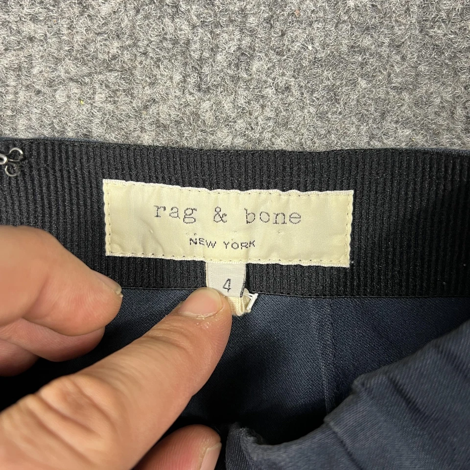 Rag & Bone Pants Womens 4 Navy Blue Slim Leg Back Zip High Rise Made in USA - Image 4 of 4