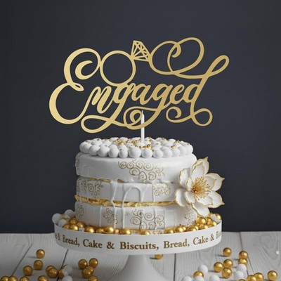 Verlobter Cake Topper, Glückwunsch Verlobung Acryl Topper, Ring Cake Topper