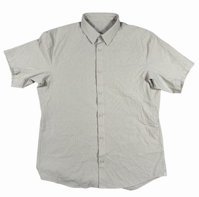 Lululemon Airing Easy Button Up Shirt Gray Short Sleeve Men s Sz M Performance