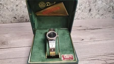 Vintage NOS Lucien Piccard Dufonte Crystal Bezel Integrated Bracelet Watch NIB