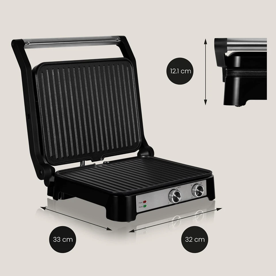 GRILL CHEF BASE CONTROL 2-In-1 Griglia Elettrica a Contatto 2 in 1 E Tostapane p - Immagine 2 di 4
