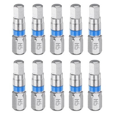 10 Stück H5 Magnetische Sechskant-Bits für 1/4'' Sechskant 1'' Länge S2 Stahl