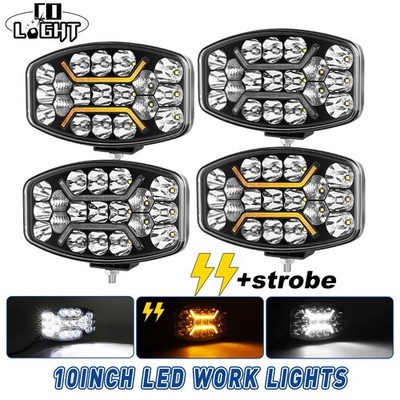 4x 10'' LED Arbeitsscheinwerfer Spot & Flood Weiß/Gelb 12V 24V LKW Zusatzlicht E9