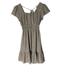 Altar'd State Women's XS Flutter Sleeve Smocked Mini Dress Cheetah Leopard