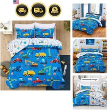 Kids Bed in a Bag Set Twin Construction Cars Bedding Comforter Sheets Playful