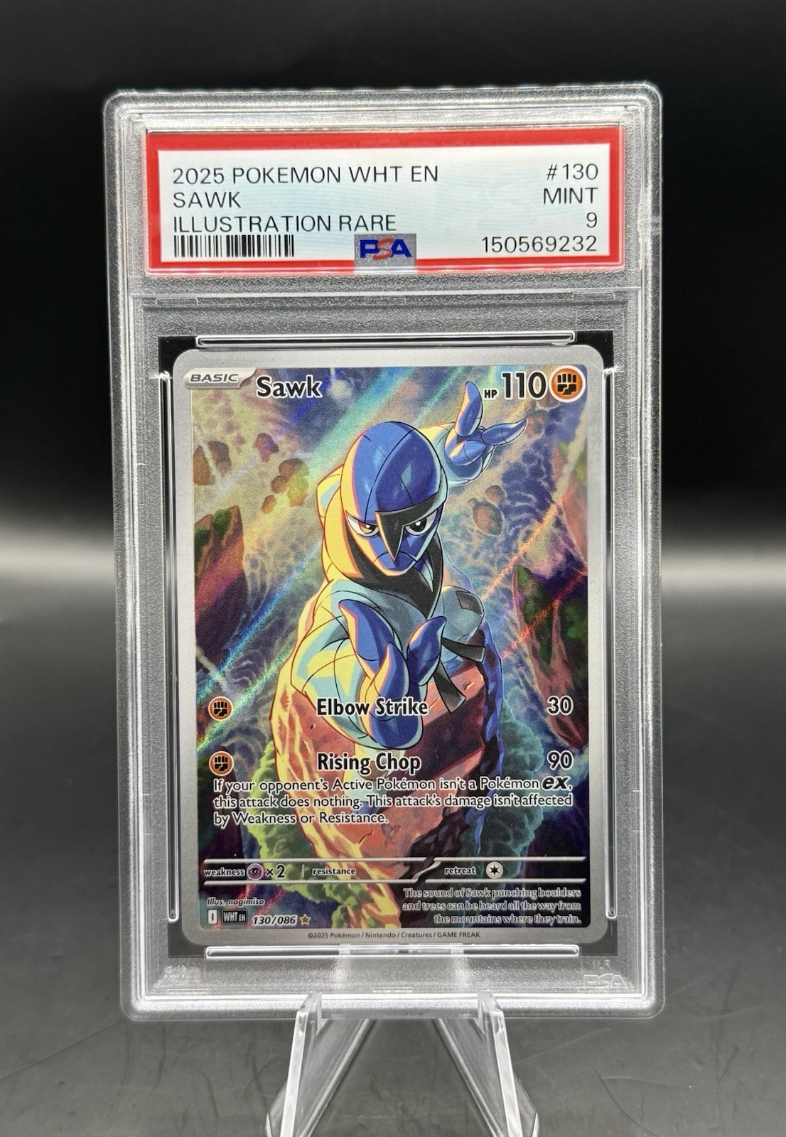 PSA 9 Sawk Illustration Rare 130/086 Pokemon White Flare ENGLISH