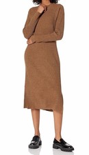 The Drop Renata Rib Midi Dress Mocha XS NWT