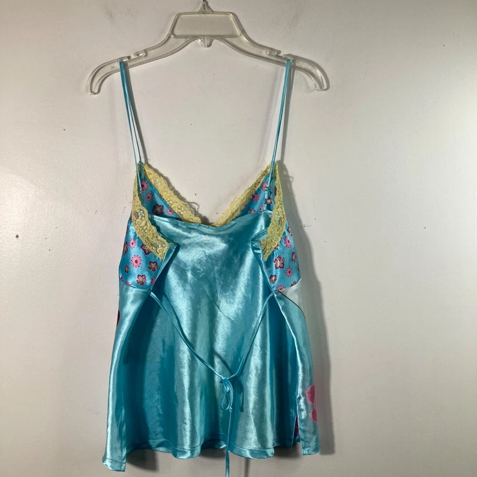 Женский винтажный атласный топ Y2K Disney Tinkerbell L синий желтый розовый - Изображение 2 из 4