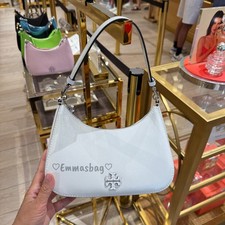 Tory Burch Crinkle Convertible Shoulder Bag 400 Cirrus Cloud patent leather