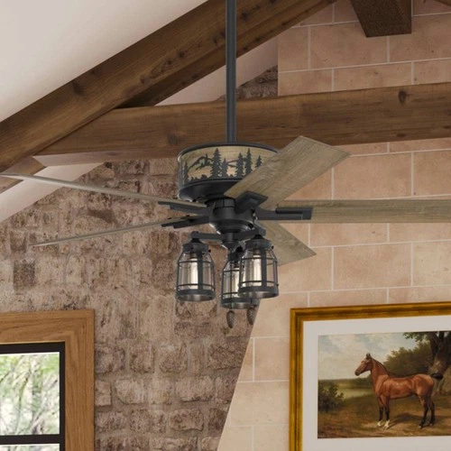 52" Hunter Mt. Vista Natural Iron LED Light Pull Chain Ceiling Fan - Picture 1 of 10