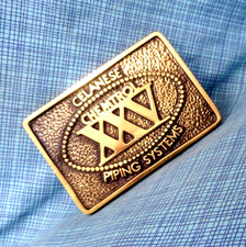 Celanese Chemtrol XXV Piping System Promo Belt Buckle Brass Vtg 70s BTS .SHY303
