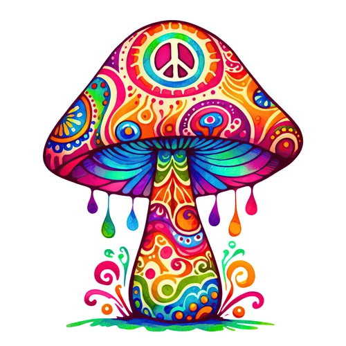 Psychedelic Magic Mushroom Groovy Trippy Self Adhesive Vinyl Sticker