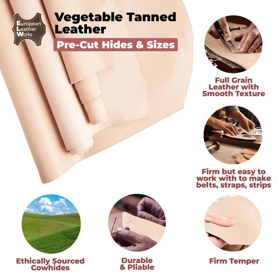 European Leather Work 7-9 oz (2.8-3.6 mm) Vegetable Tanned Pre-Cut Leather - Image 4 of 4