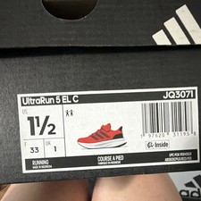 adidas UltraRun 5 EL C Kids Sneakers Red Hook Loop US 1.5 EU33 JQ3071