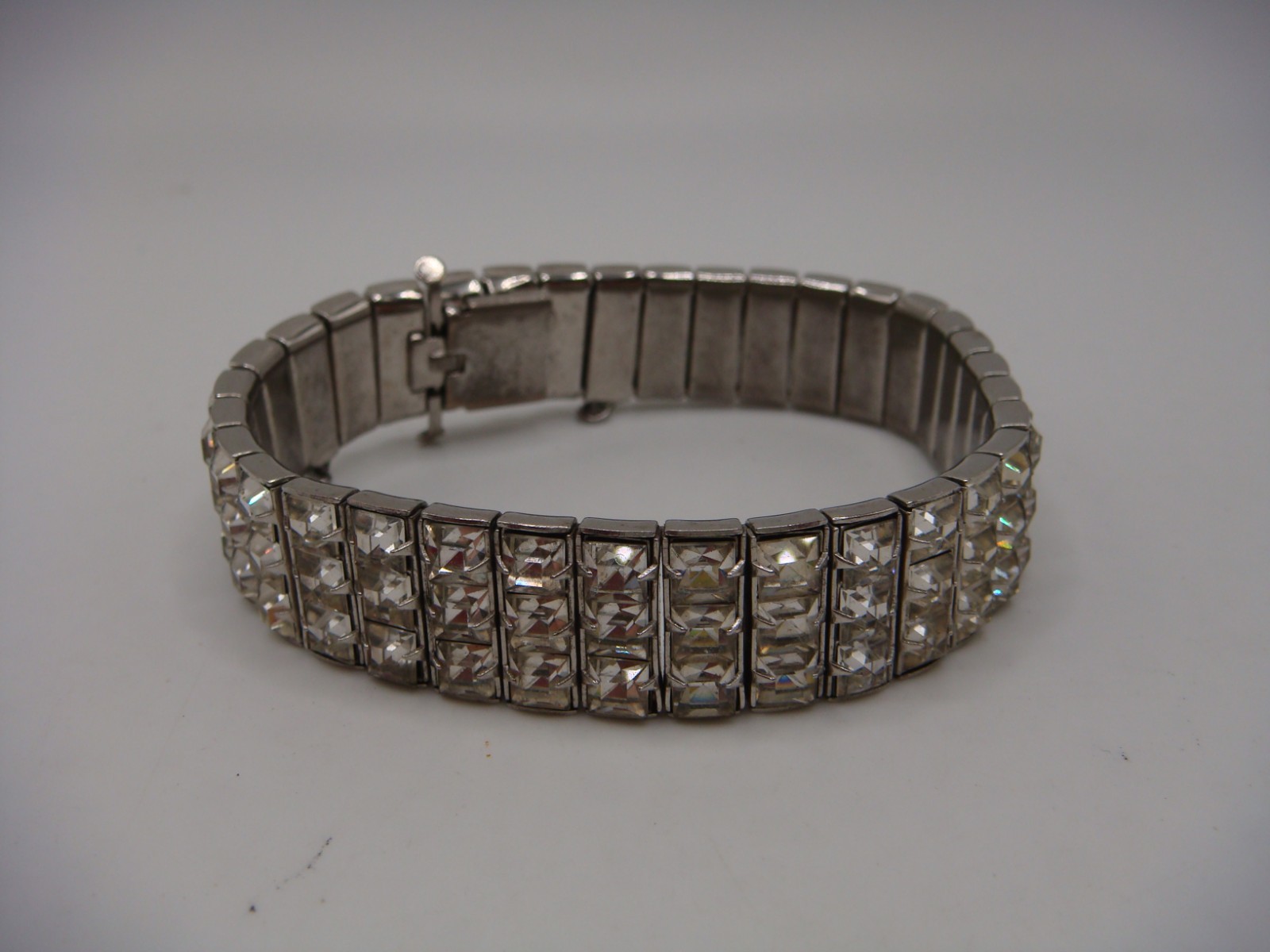 VINTAGE ART DECO RECTANGULAR RHINESTONE BRACELET … - image 4