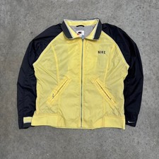 Vintage 90s Youth Nike Jacket Nylon Windbreaker Full Zip Yellow Black Large
