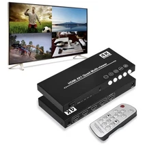 HDMI 4x1 Quad Multiviewer Switch 4K@30Hz Seamless Split Screen with Remote