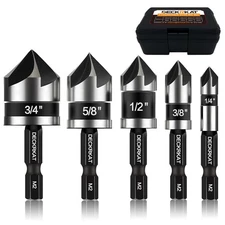 5 Pcs Countersink Drill Bit Set, Industrial Grade M2 High-Speed Steel, 82 Deg...