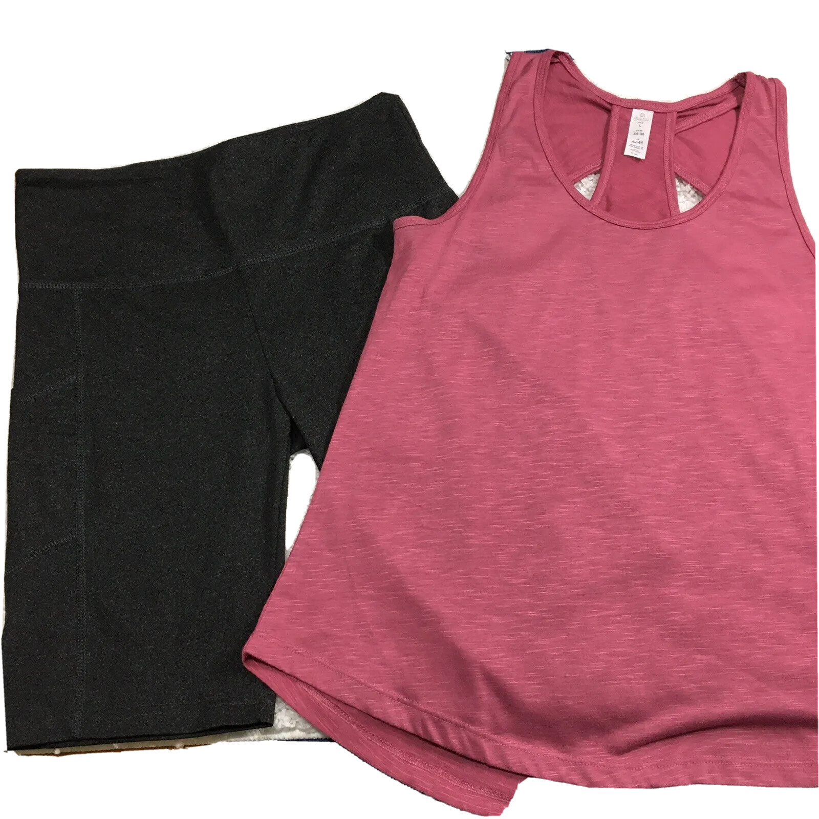 2 PC Set Saresa Biker Shorts & Balance Collection Top Shirt Women L Gym Yoga-image