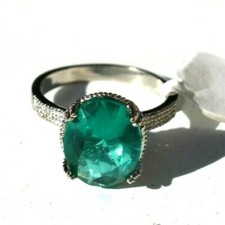 Vintage Teal Raised Crown Gemstone 925 Sterling Silver Cocktail Ring Sz 8