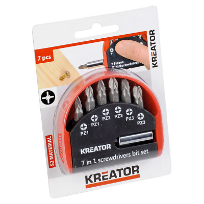 Bitset Bit 7 Teile 25mm S2-Stahl PZ 6x25mm 1/4'' magnetisch + Aufsatz KREATOR
