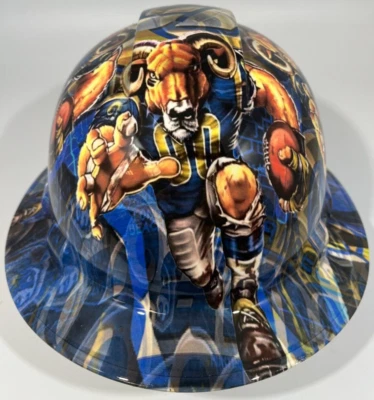 PYRAMEX New Full Brim Hard Hat Custom Hydro Dipped LOS ANGELES RAMS LA