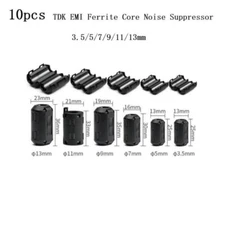 Black Plastic Clip Noise Suppressor 5MM Cable Ferrite Core Filters Removable Noi