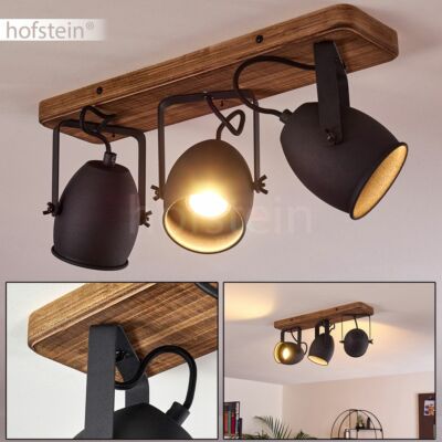 Lustre Plafonnier Hofstein Métal – Noir / Chrome / Blanc – 4 à 6 Lumières – Neuf