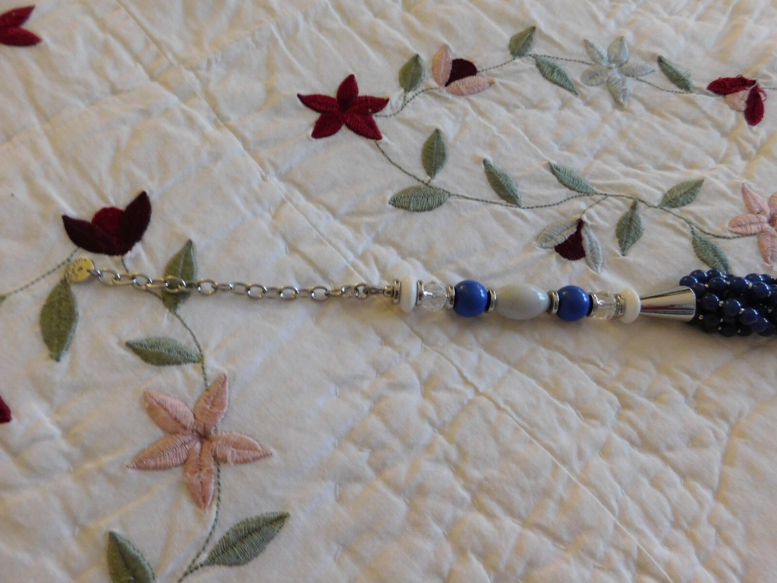 Talbots Blue Beaded Multi Strand Statement Silver… - image 7