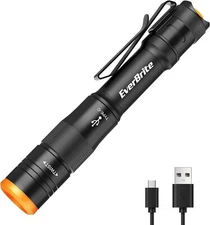 EverBrite Mini Pen Light-Black Rechargeable w/USB C Cable 4Light Mode 300 Lumens