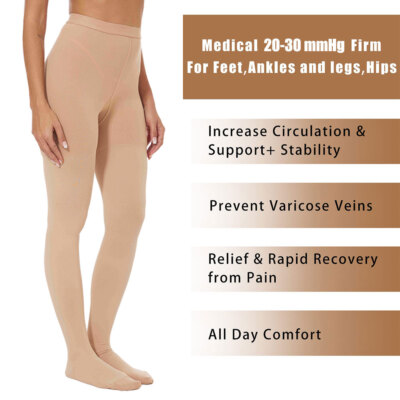 Women Compression Stockings 30-40 mmhg Closed Toe Pantyhose Hosiery Support Hose