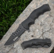 8.5" Tactical Spring Assisted Open Pocket Knife Black Cleaver Folding Blade