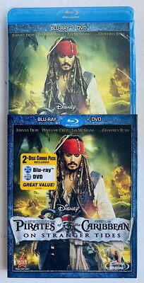 SEALED Pirates Caribbean On Stranger Tides (Blu-Ray + DVD, w/Slip) Johnny Depp