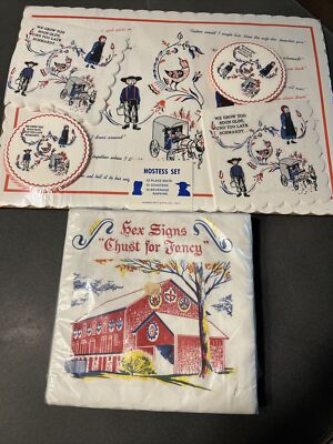 PENNSYLVANIA DUTCH PAPER 36 PC PLACEMATS NAPKINS COASTER SAYINGS HEX SIGNS BARN