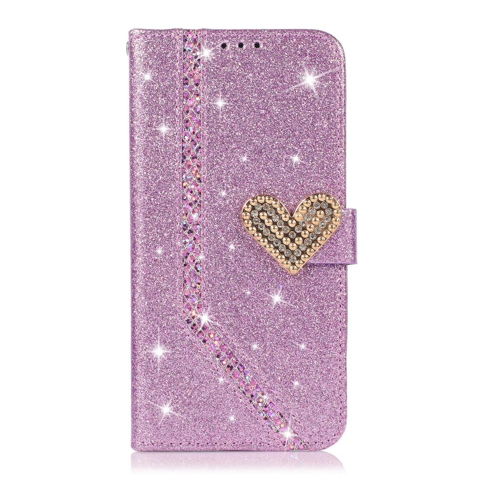 Glitter Love Diamond Wallet Phone Case for Samsung J4 J6 Plus A51 A71 J4 J8 A8 - Image 3 of 4