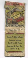 1930s Jacob A Bloch Sons Tobacco Dealer Troy NY New York Match Book- RA11C