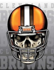 2 Cleveland Browns Waterproof Vinyl Helmet Skull Stickers Car Decal 4.75x3.8