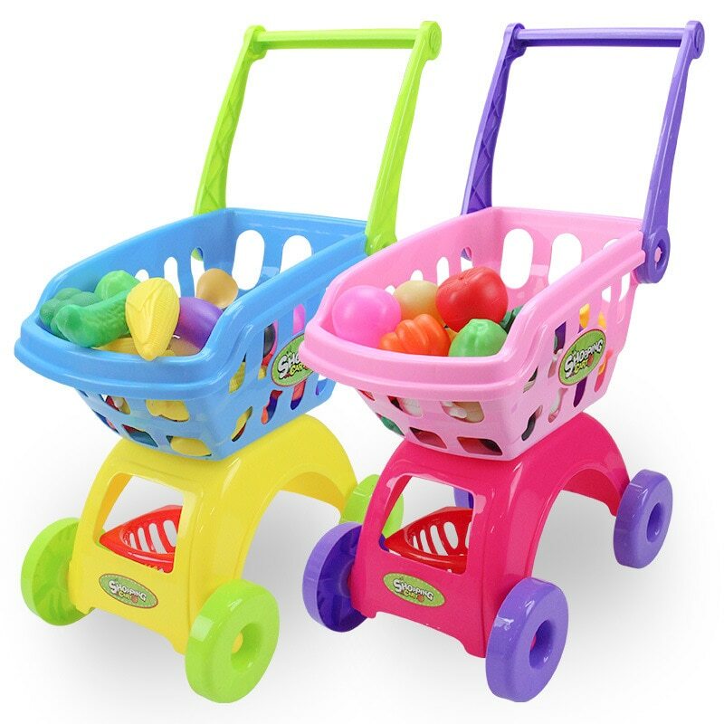 Carro de compras para niños juguete niña supermercado carrito casa de juegos bebé cocina juguete conjunto