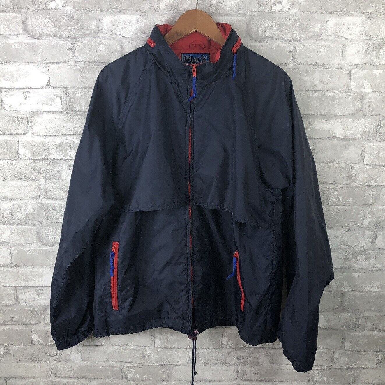 Vintage Nylon Black Ice Windbreaker Ski Jacket - Blue/Red - Mens Large