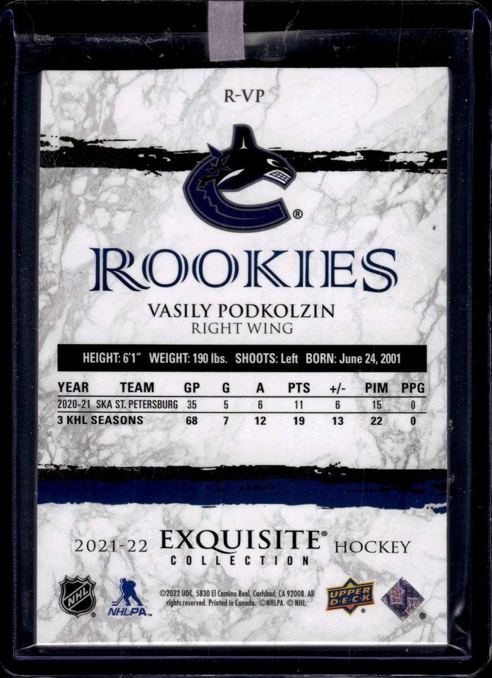 2021-22 Upper Deck Black Diamond Vasily Podkolzin Exquisite Rookies #/299 - Image 2 of 2