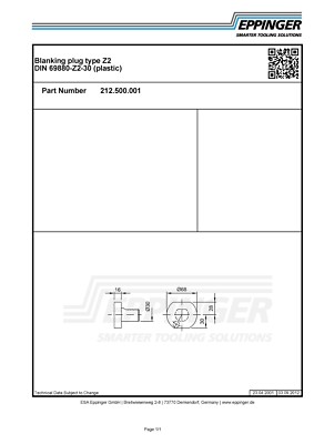 VDI30, Blanking plug type Z2 DIN 69880-Z2-30 (plastic), 212.500.001