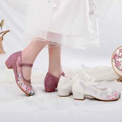 Damen Netz Leinenschuhe Mary Jane Bestickt Ballerina Ethnisch Weich Slipper - Bild 1 von 4