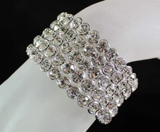 SPARKLING 5-ROW CLEAR AUSTRIAN RHINESTONE BRACELET BANGLE PARTY WEDDING B1586
