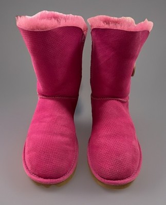 UGG Bailey Button Perf  Women s Shearling Boots In Fruit Punch Pink size 8 GUC