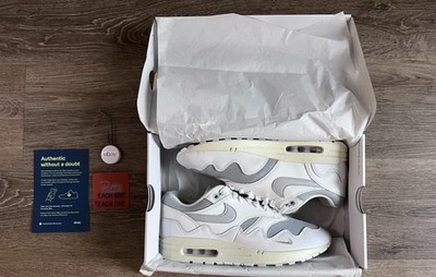 Nike x Patta Air Max 1 ''Waves'' White/Pure Platinum DQ0299-100 Men's US 9 w/ Box