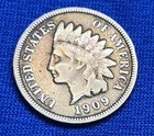 1909 Indian Head Cent US Coin Very Good Condition Variety 3 Final Issue Year