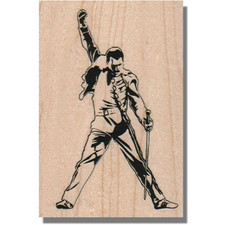 Mounted Rubber Stamp, Man Singing Music Freddie Mercury Queen People Art Hand sm