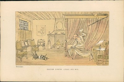 Lithographie : Dr. Syntax Loses His Wig. (Illustration zu ''Doctor Syntax's Three
