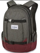 DAKINE PRO MISSION 25L BACKPACK Gray Red Buckles Strap Outdoor Snow Travel Sport